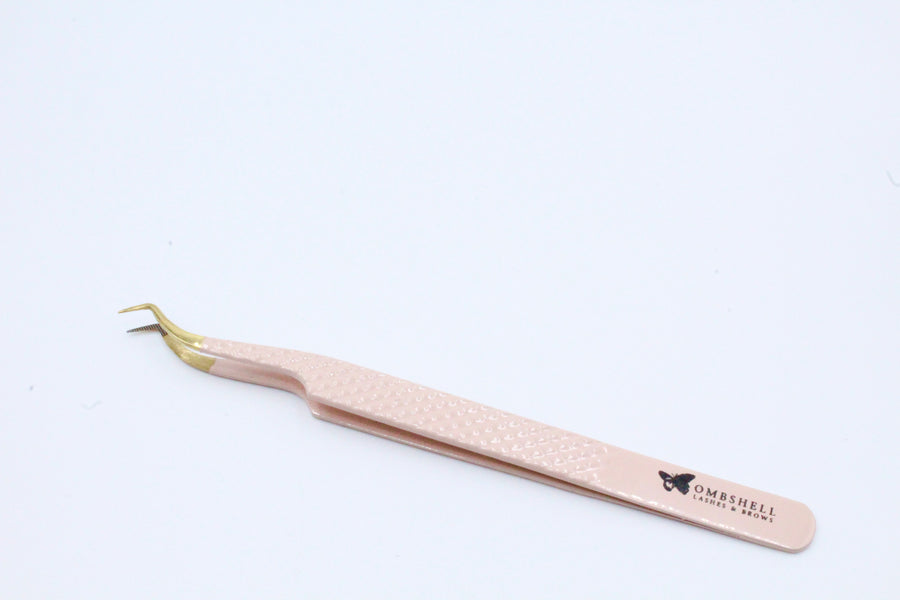 "PEONY COLLECTION" CAMILLA 45°  MICRO GRIP TWEEZER 5"5 IN